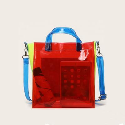 China Fashion Jelly Small Tote Shoulder Handbags Fashion Red Candy Colors PVC Purses and Handbags for Women for sale