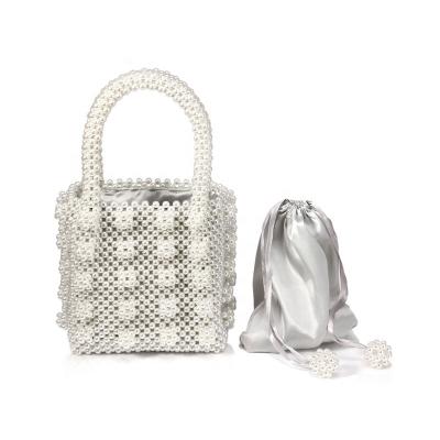 China High Quality Pearls Bag Vintage Beaded Summer Party Bag 2019 Luxury Handmade Totes Box Handbags Women for sale