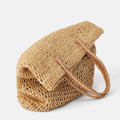 China Large Vintage Straw Handbags Vintage Summer Holiday Large Women's Straw Woven Paper Straw Casual Tote Bags for sale