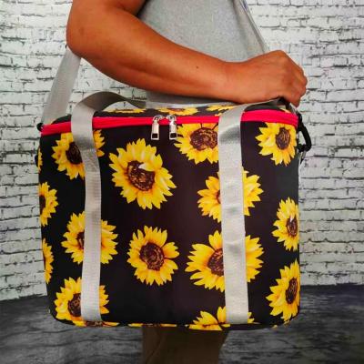 China Large Summer Waterproof Beach Waterproof Cooler Bags Sunflowers Leopard Print Cooler Shouder Bag For Women for sale