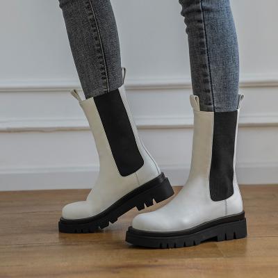 China Waterproof Women Fashion Chunky Chelsea Boot Rain Boots Platform Combat Boot for sale