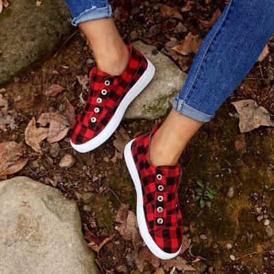 China CUSHIONING Wholesale Black And Red Lady Causal Plaids Plaids Women Canvas Shoes Classic Sneakers for sale