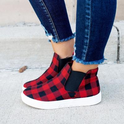 China Fashion Trend Red and Black Classic Women's Casual Lady Shoes Canvas Plaids Causal Espadrilles for sale