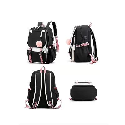 China 2023 popular products anti-theft waterproof nylon ladies travel laptop backpack usb charger fashion school bag for girls for sale