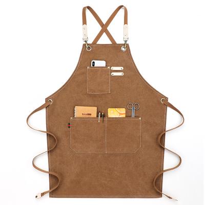 China Various Design Washable Original Factory Color Washed Canvas Wholesale Apron For Bartender for sale