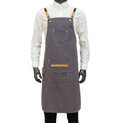 China 16oz Polyester AZO Free Cotton Canvas Multi-pocket Ring Tool Wear Resistant Work Apron for sale