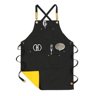 China Drinks / Food Original Design Adjustable Bib Adult Unisex Double Sided Color Pure Cotton Apron for sale