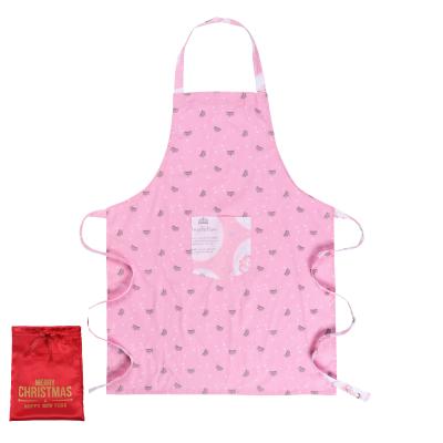 China Azo 2022Christmas Free Custom Design Logo Pink 100% Cotton Apron Pocket Kitchen Cooking Apron for sale