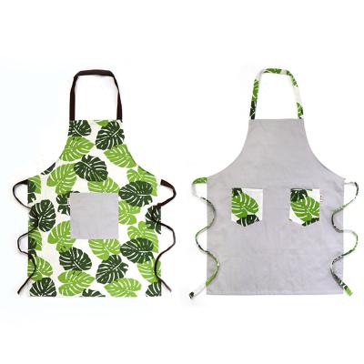 China Fashion Couple Print Design AZO Free Pure Cotton Apron Home Kitchen Apron Cooking Chef Apron for sale