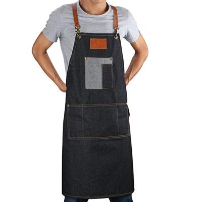 China AZO Free Rock n Rool Style Heavy Duty Canvas Work Apron Breathable Denim Apron With Tool Pockets for sale