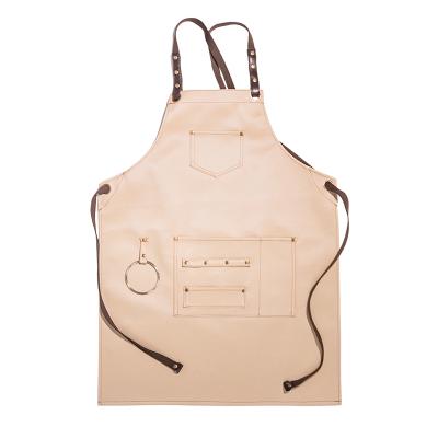 China One-Click Order RTS Universal Waterproof PU Leather Apron AZO Free Barber Work Apron With Towel Hanging Ring for sale