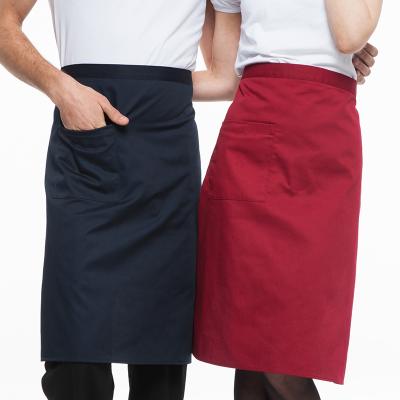 China AZOIC Free Wholesale Custom Chef Men's and Women's Overalls Polyester Cotton Short Waist Short Apron for sale