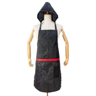 China AZO FREE Original Black Personality Polyester Taffeta Kitchen Lightweight Hooded Apron for sale