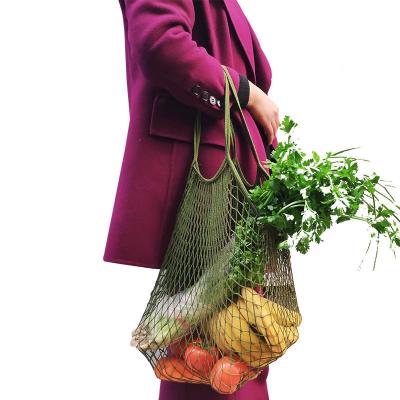 China Eco-friendly Reusable Organic Cotton Tote Mesh Shopping Twine Net Bag For Vegetables And Package for sale