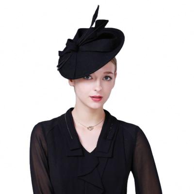 China Vintage Women's Hot Sale European and American Style Fascinator Wool Tambourine Formal Church Wedding Tilt Hat for sale