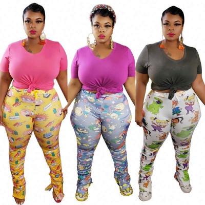 China Hot Selling Breathable Plus Size Women's Cartoon Printing Casual Sweatpants With High Quality F1010 for sale