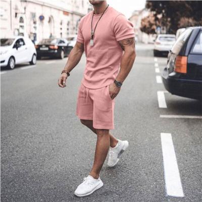 China Breathable hot selling European and American leisure men's new color trend new round neck short sleeve T-shirt shorts two-piece set for sale