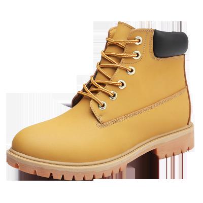 China Fashion trend model new increasing shoes leather trim boots for mens ladies boots leather rainy unisex shoes for sale