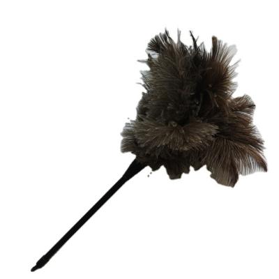 China Decorations 2022 New Washable 36cm Grey Ostrich Feather Duster With Long Handle for sale