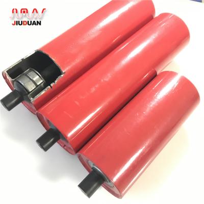 China Mining Industry No Power Gravity Conveyor Flat Steel Roller Waiting Roller Conveyor Roller Rubber Idler for sale