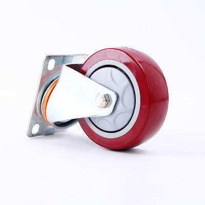 China PVC Swivel Caster Wheel 75mm 100mm Wheel Red Color Rigid Swivel And Rigid PVC Caster Wheel for sale