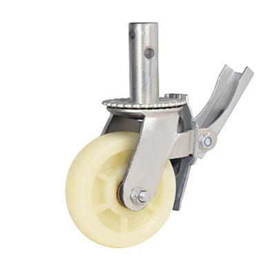 China PU 6inch Stem Casters Wheels Rigid White Nylon Rubber Threaded Scaffolding Heavy Duty Caster For Sale for sale