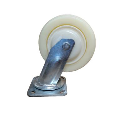 China China 4 Inch Rigid Heavy Duty White Nylon Plastic Swivel Caster Wheels With Brake for sale