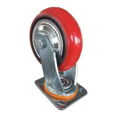 China Polyurethane 125 150 200 Rigid Heavy Duty Swivel Caster Wheel Heavy Duty Diameter 100 Galvanized Caster Wheel 500kg for sale