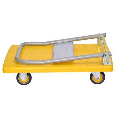 China Plastic heavy duty storage /steel platform hand cart/4 wheel hand truck loading 150kg /300kg with 4 wheels for sale