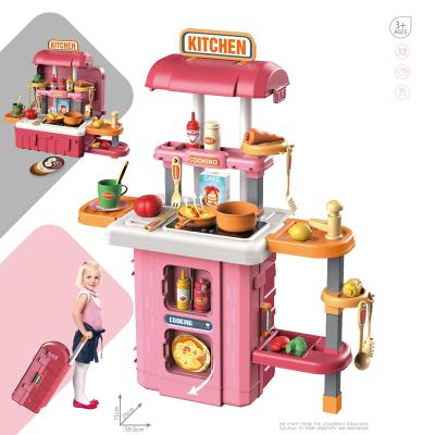 China Opearted Battery 4 in 1 Luggage Mobile Kitchen Juguetes Pretend Play Toy Shopping Kitchen Sets For Kids Amazon Supply for sale