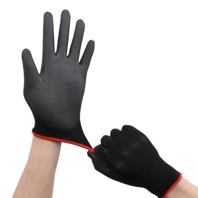 China Wholesale Good Quality Cheap Fit Palm Fit Non Slip Durable Oil Resistant Wristbind Flexible Green PU Coating Black Work Gloves for sale