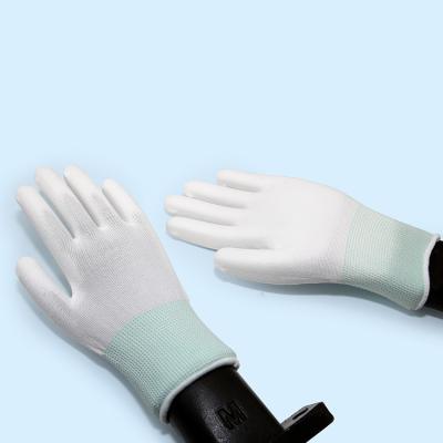 China Custom Polyester Knitted Coating PU Palm Fit Logo 13 Anti Slip Mechanic Work Safety Gloves for sale