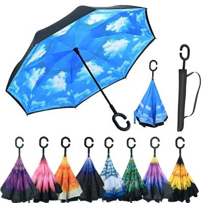 China Traditional Double Layer Inside Out Reverse Windproof Reverse Upside Down Umbrella for sale