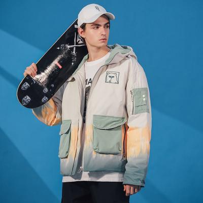 China Winter Men's Wear Custom Hooded Oversized Down Jacket Waterproof And Windproof Youth Waterproof Jacket White Duck for sale