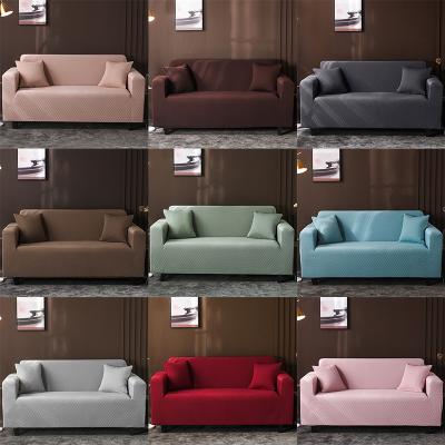 China 1-4 Setaer Amazone Single Color Slipcover Love Couch Cover Jacquard Three Seater Sofa Cover Anti Slip for sale