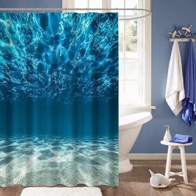 China Navy Hot Selling Digital Printing Bathroom Partition Curtain Hooks Rings Shower Curtain for sale