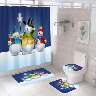 China Custom Hot Selling Christmas Bathroom Curtain Waterproof Digital Printed Shower Curtain for sale