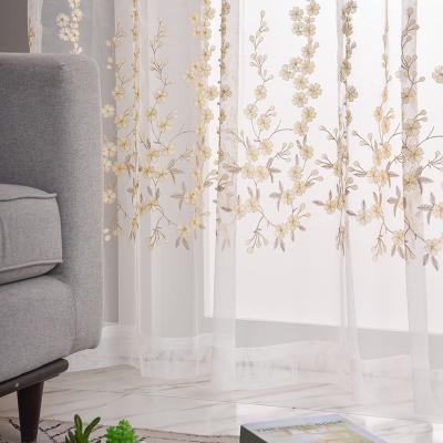 China Modern Lightweight Luxury White Embroidery Window Sheer Color Translucidus Polyester Curtain for sale