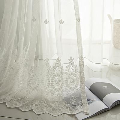 China Hot Selling European Light Luxury Polyester Translucidus Embroidery Sheer Curtain For Bedroom for sale