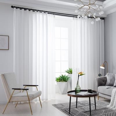 China Hot Selling White Fabric Drapes Scratch Proof Window Sheer Translucidus Voile Curtain for sale