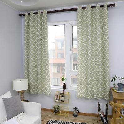 China Hot Selling Blackout Blackout Blackout Geometric Printed Green Curtain For Living Room for sale