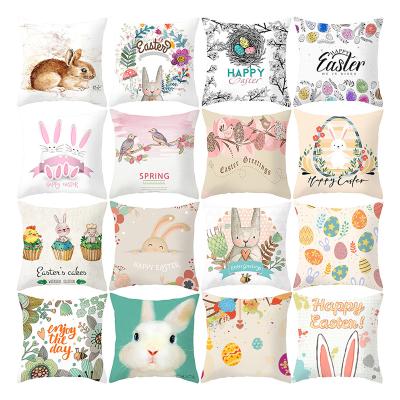 China Anti-Bacteria Easter 45x45cm 18x18 Inches Square Shape Rabbit Pillow Sublimation Cushion Cover for sale