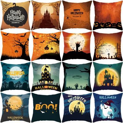 China Orange Anti-bacteria Halloween 45x45cm 18x18 Inches Plaid Sofa Decorative Festival Cushion Covers for sale