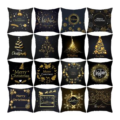 China Anti-bacteria Christmas 45x45cm 18x18 Inch Tile Covers Luxury Black Square Shape Gold Cushion Cover for sale