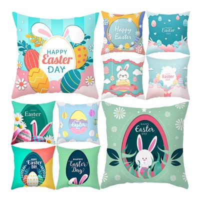 China Anti-bacteria Easter 45x45cm 18x18 inch Sublimation Cushion Cover Lumbar Home Decor Cushion Cover Digital Printed Canvas for sale