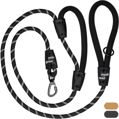 China Stocked 6 ft (about 1.8 m) Premium Heavy duty dog leash - Extra padded double handles, premium climbing clip, night reflective rope and for sale