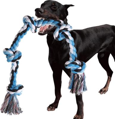 China Stocked Large dog rope toy domineer chew  Strong durable 3 foot 5 knot dog toy Sturdy rope toy for sale