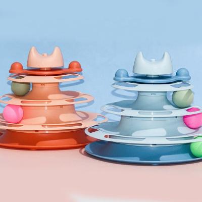 China Stocked Cat toy manufacturers spot cat turntable four-layer track since hi educational pet toys cross-border new cat toys for sale