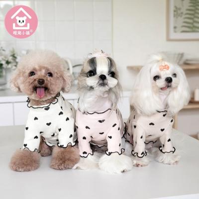 China Cartoon Autumn and winter new wave edge cute home print home vest cat dog clothes pet clothes for sale