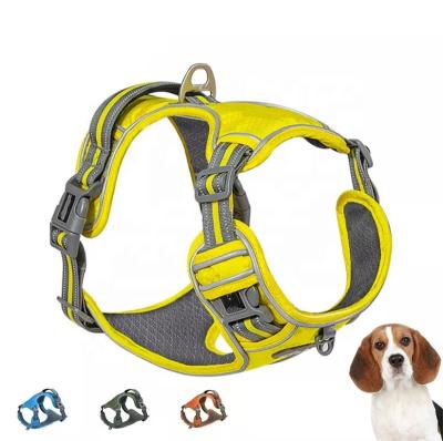 China Sustainable No Pull Free Dog Harness Adjustable Reflective Oxford Easy Control Dog Harness Set for sale